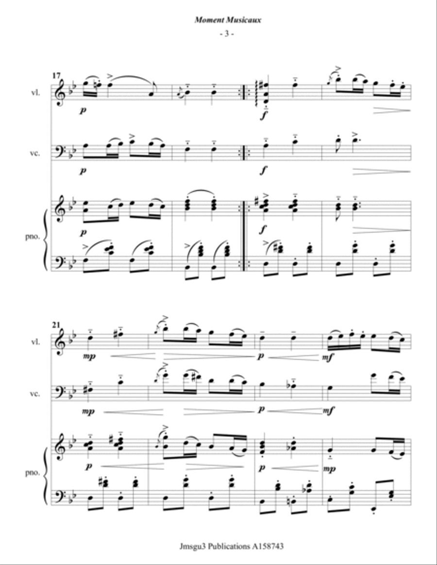Schubert: Moment Musicaux for Piano Trio String Trio scores gallery preview page 3