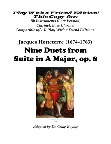 Nine Duets from Hotteterre op. 8 (Instruments in Bb (Clarinet, Bass Clarinet) Version - Editions fo image number null