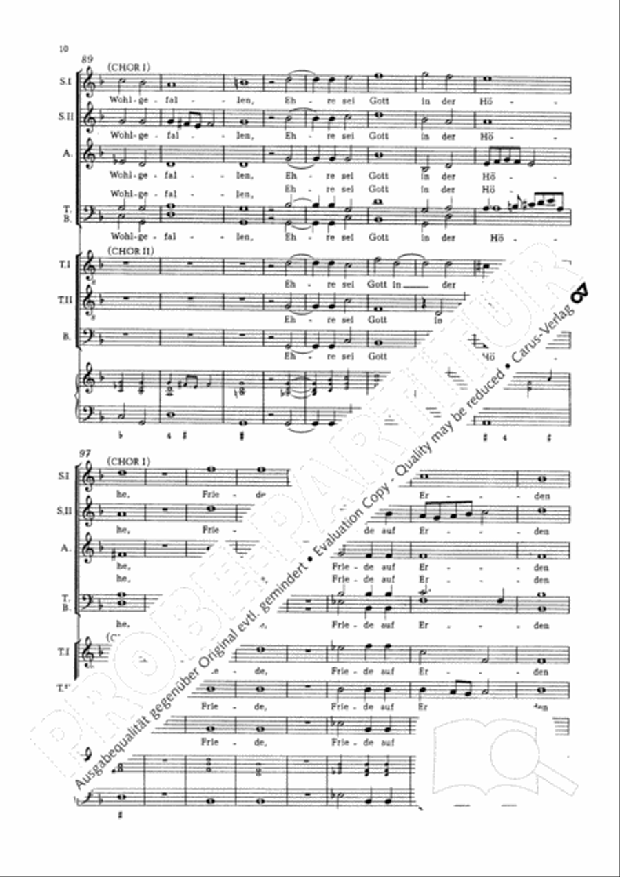 Glory to god in the highest (Ehre sei Gott in der Hohe) TTB scores gallery preview page 11