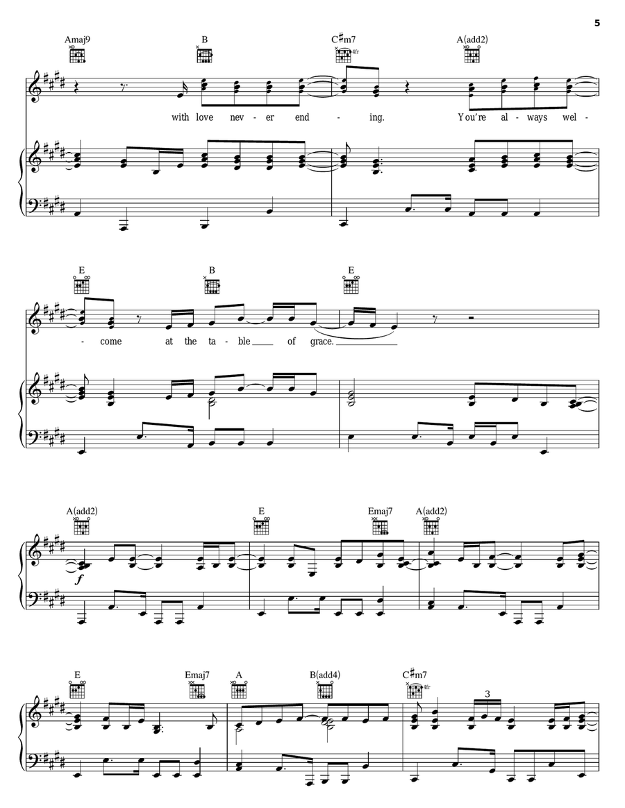 Table Of Grace Table Of Grace Piano, Vocal, Guitar scores gallery preview page 5