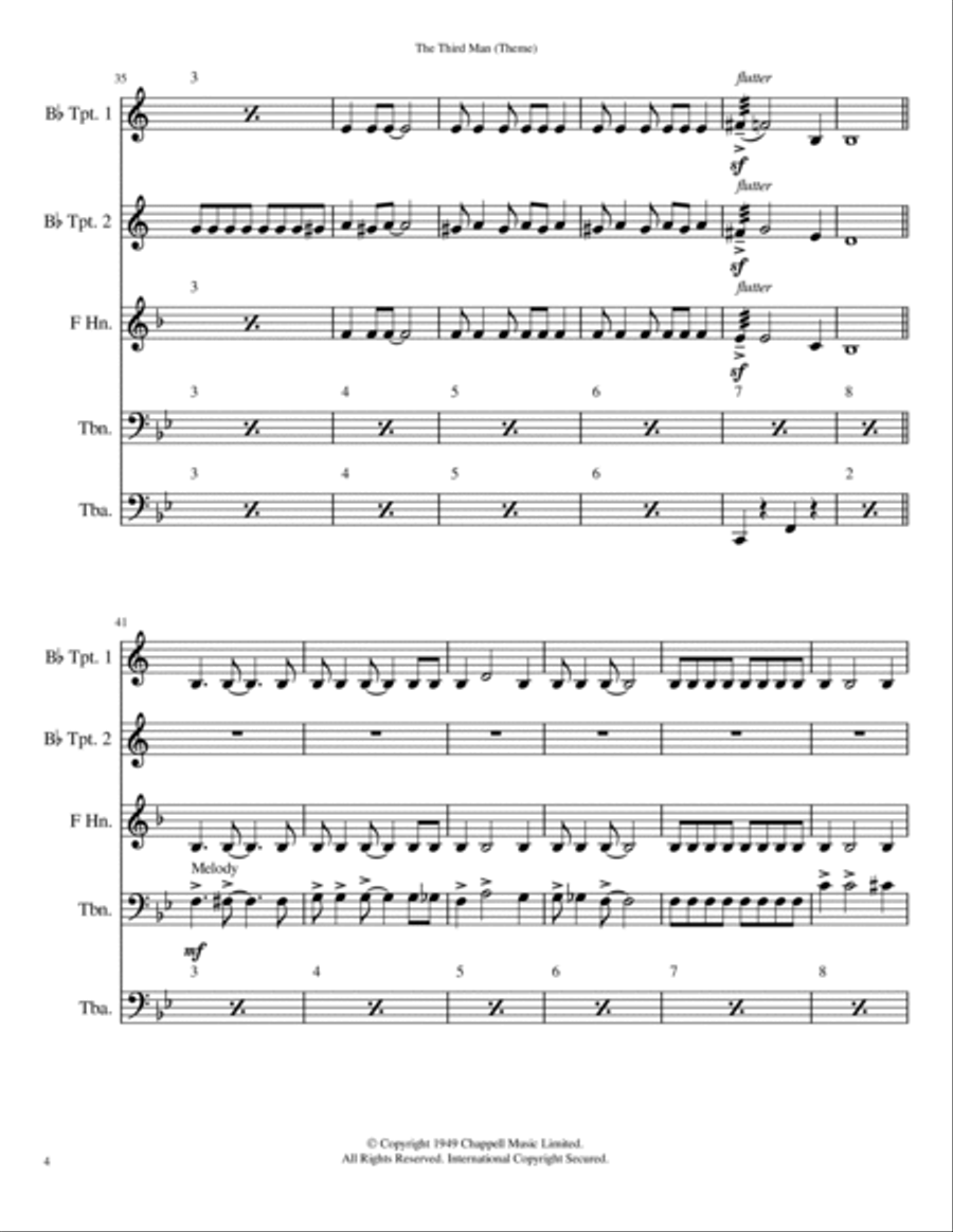 The Third Man (The Harry Lime Theme) Brass Quintet scores gallery preview page 4