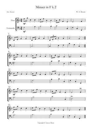 mozart k2 minuet in f Flute and Cello sheet music