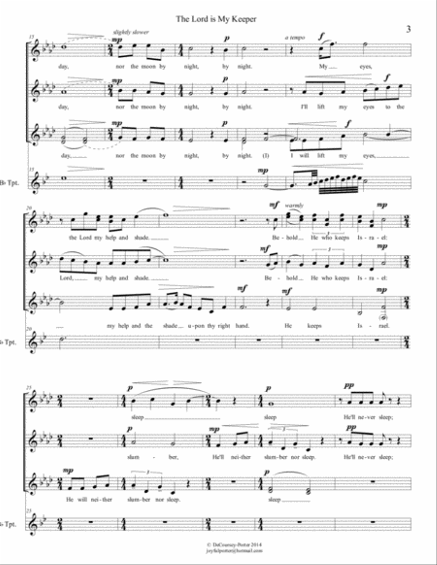 The Lord Is My Keeper with trumpet SSA scores gallery preview page 3