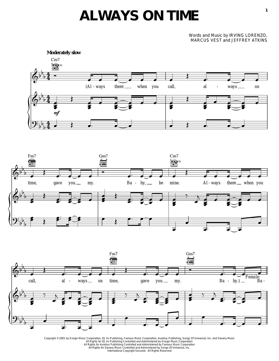 Always On Time Piano, Vocal, Guitar scores gallery preview page 1