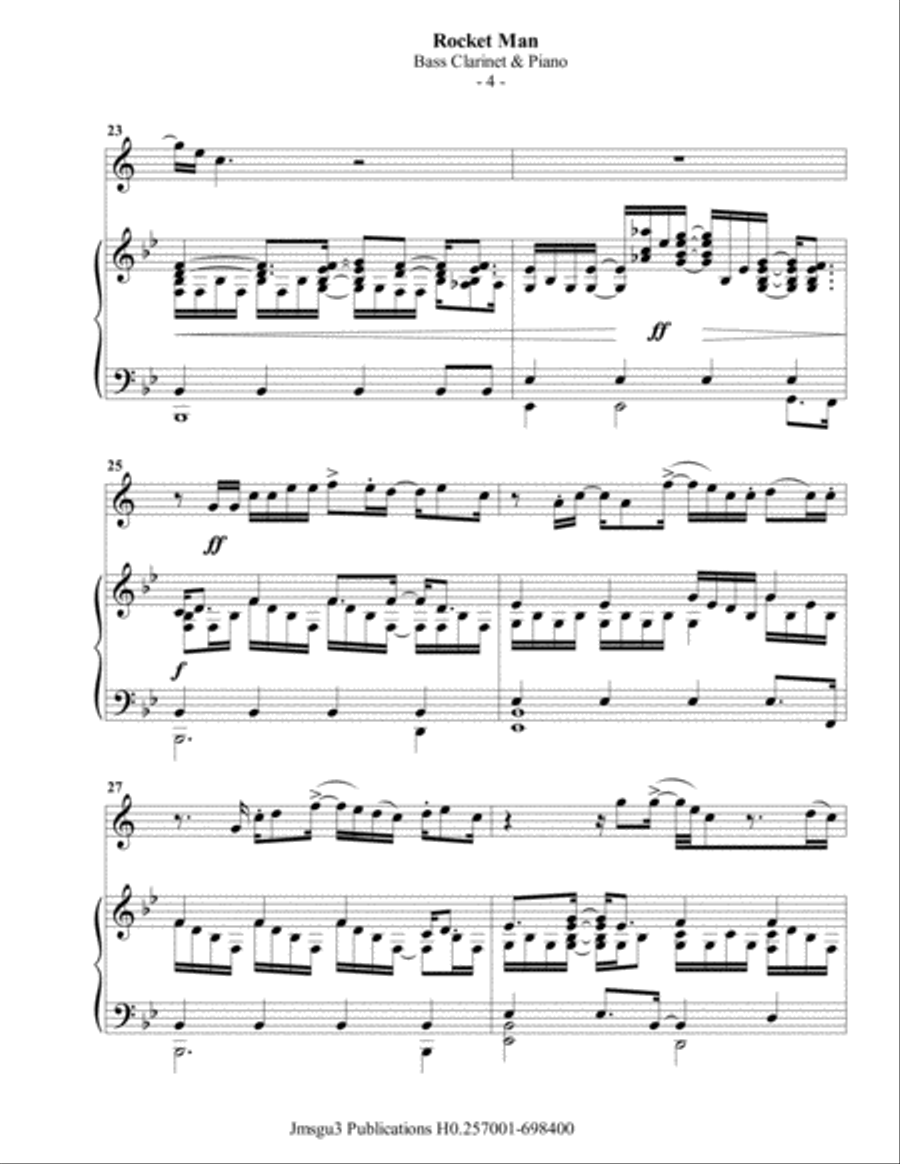 Rocket Man (I Think It's Gonna Be A Long Long Time) Bass Clarinet scores gallery preview page 5