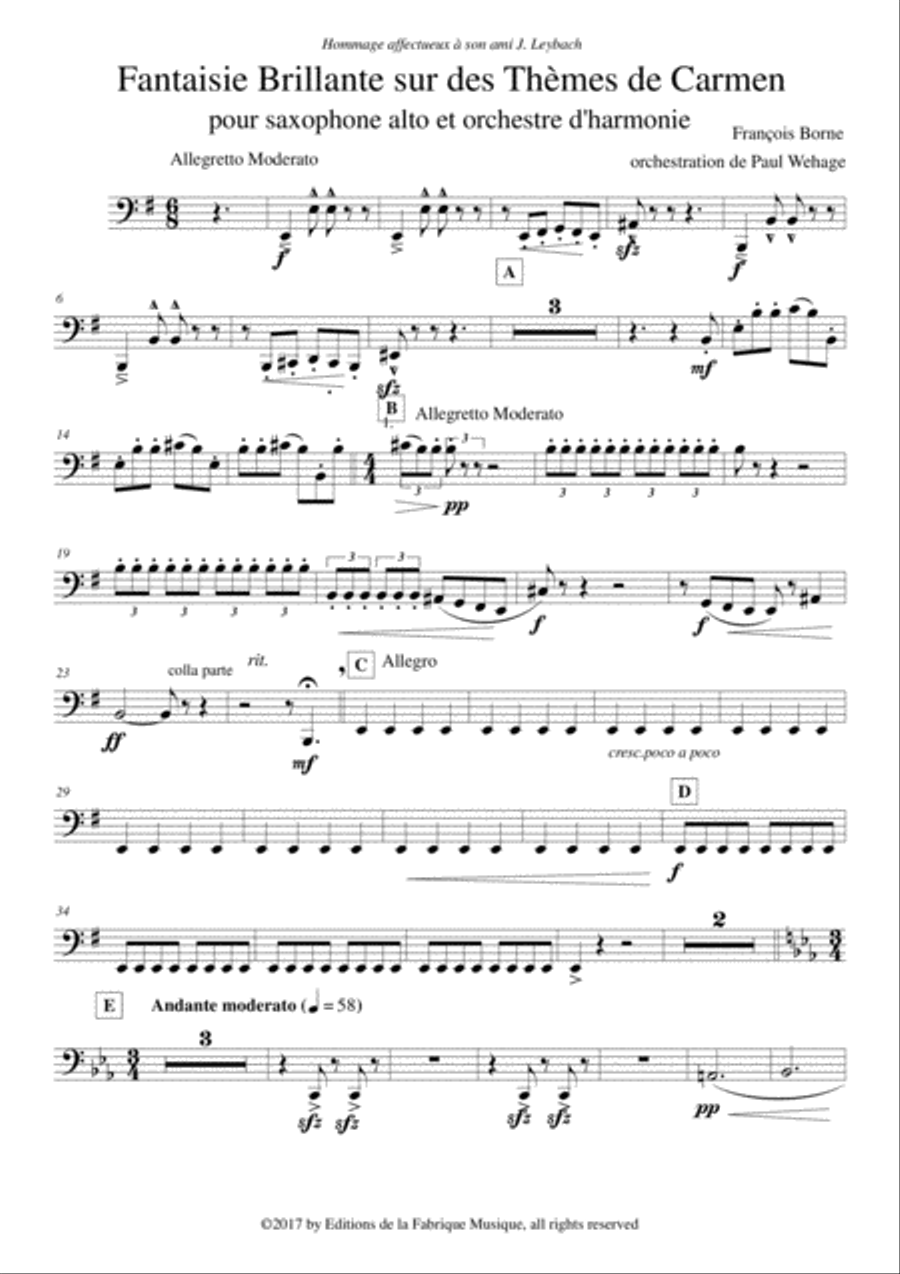 Fantaisie Brillante sur des Thèmes de Carmen for alto saxophone and concert band, bassoon 2 partt Concert Band scores gallery preview page 2