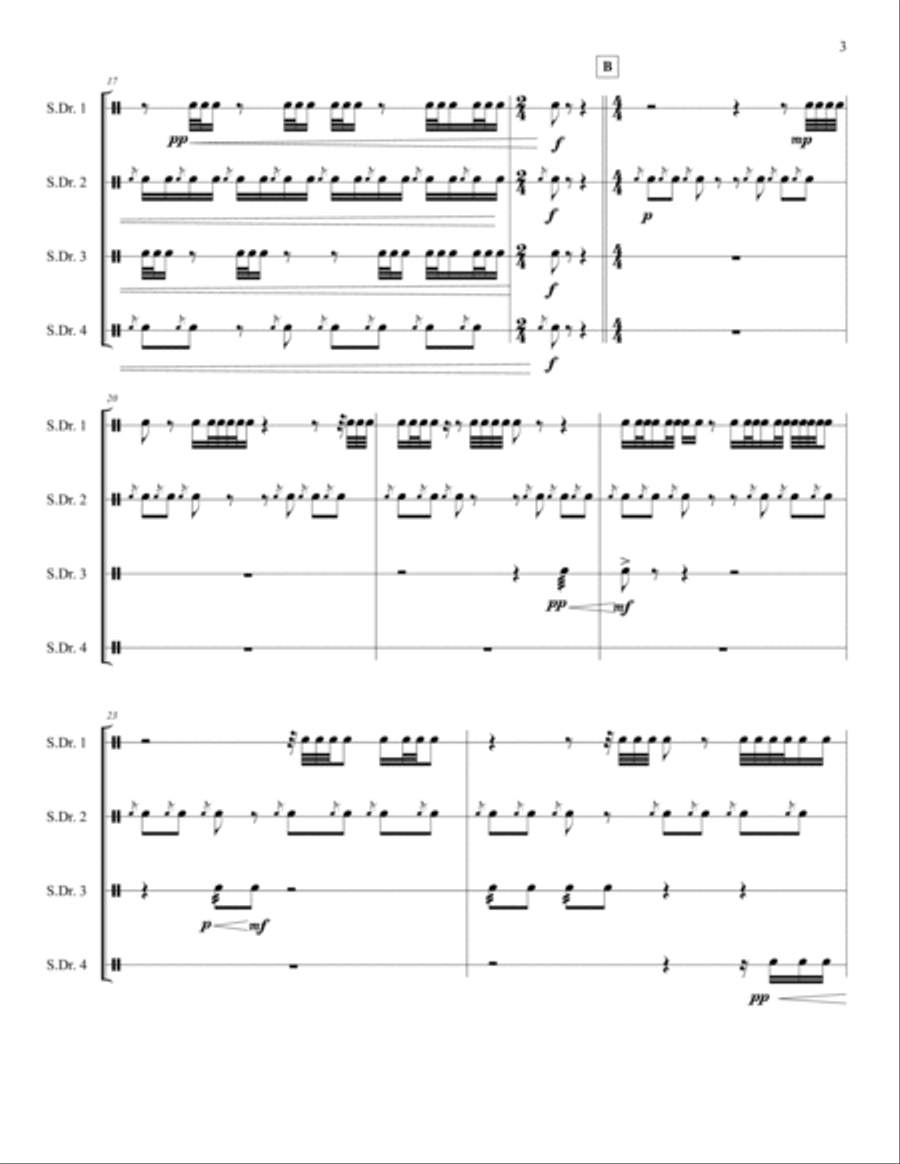 4 Square Cadence for 4 Snare Drums Snare Drum scores gallery preview page 4