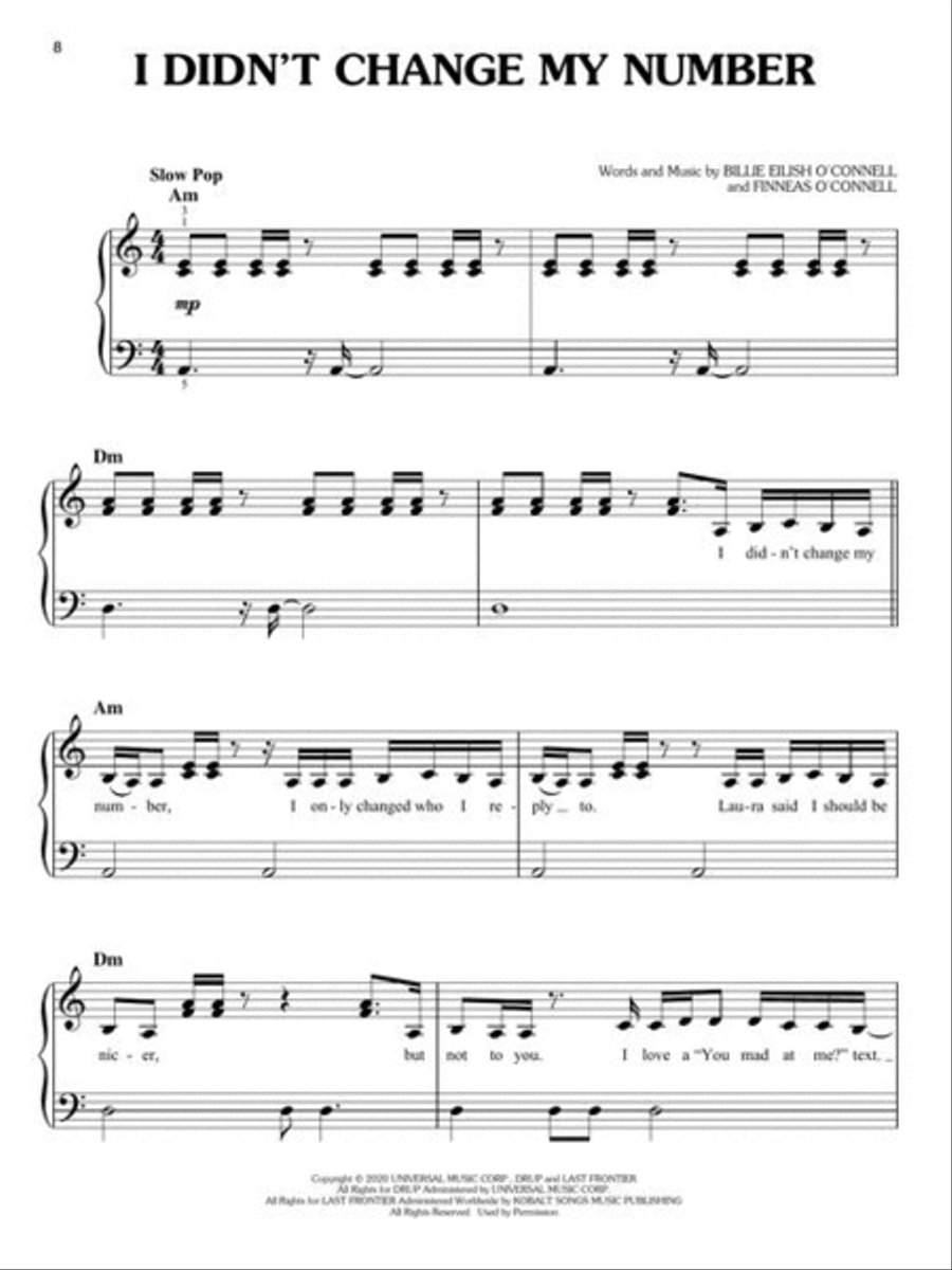 Billie Eilish – Happier Than Ever Easy Piano scores gallery preview page 5
