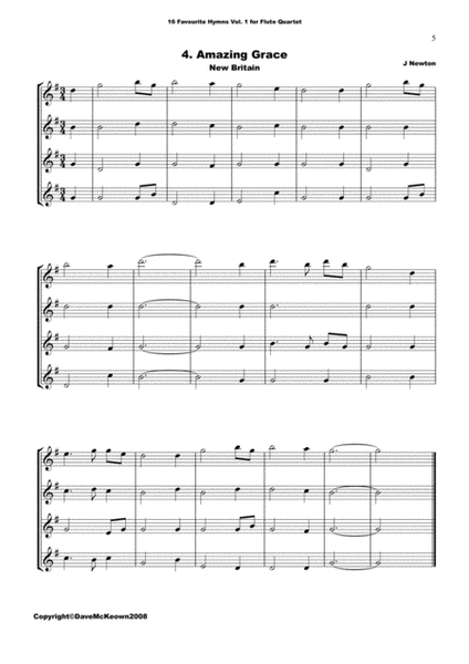 16 Favourite ﻿Hymns for Flute Quartet (Vol 1.) image number null