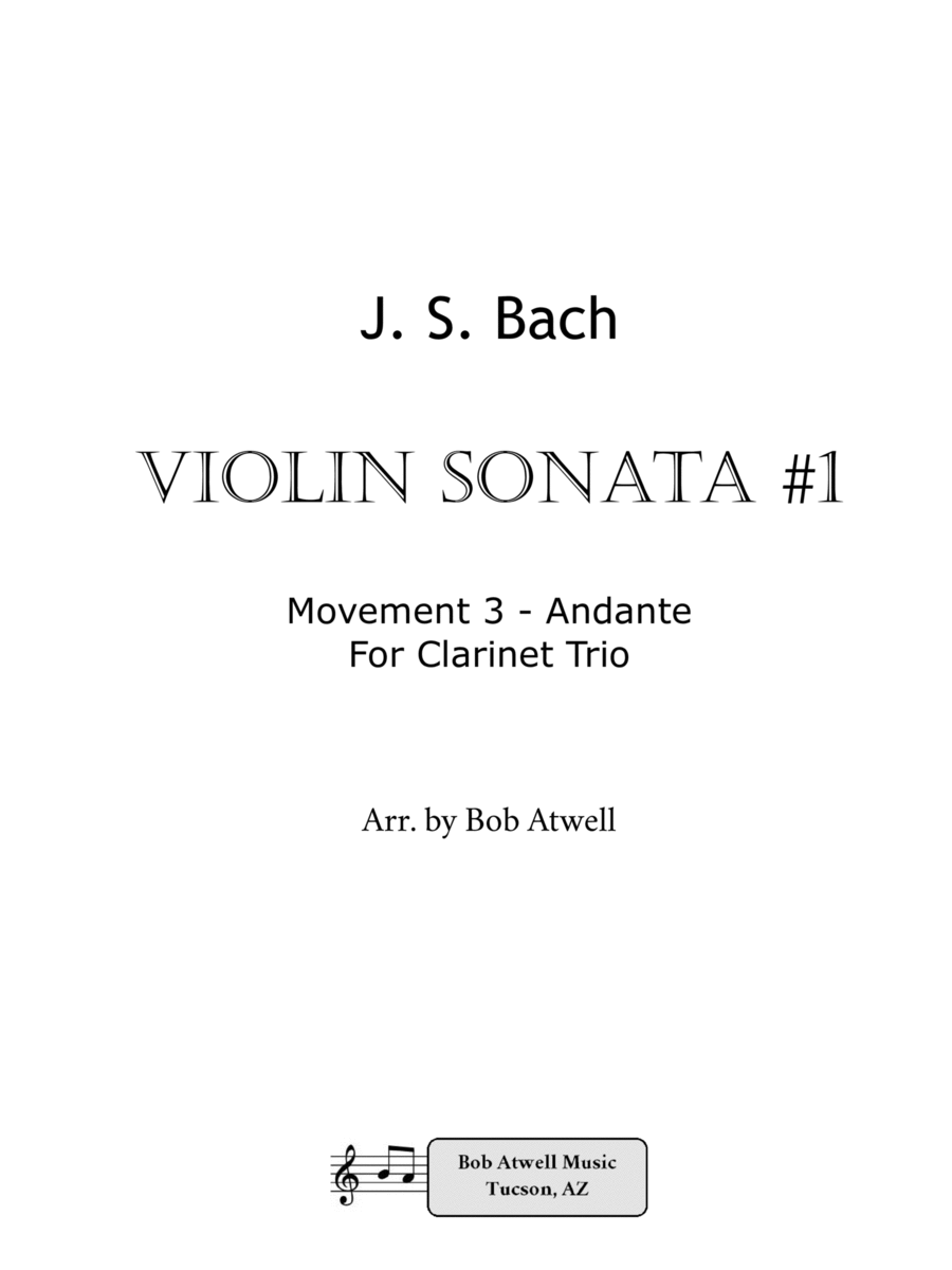 Andante from Bach Violin Sonata - For Clarinet Trio Clarinet Trio scores gallery preview page 1