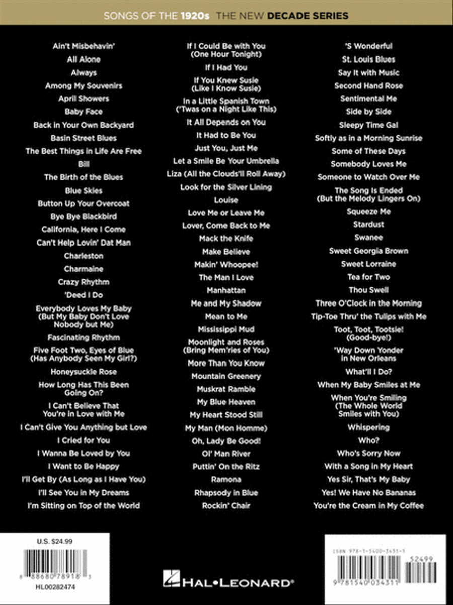 Songs of the 1920s Easy Piano scores gallery preview page 6