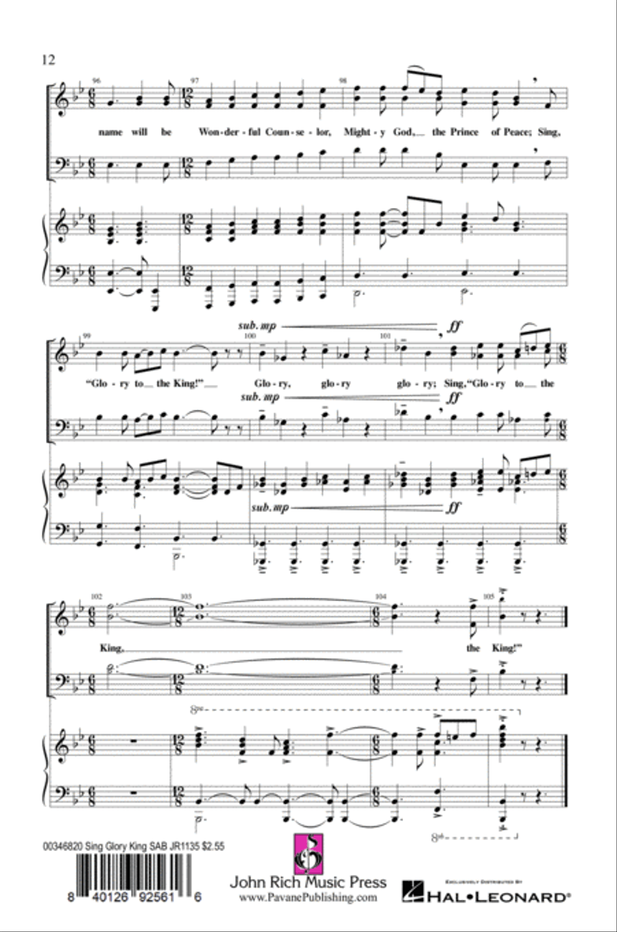 Sing Glory To The King 3-Part scores gallery preview page 12