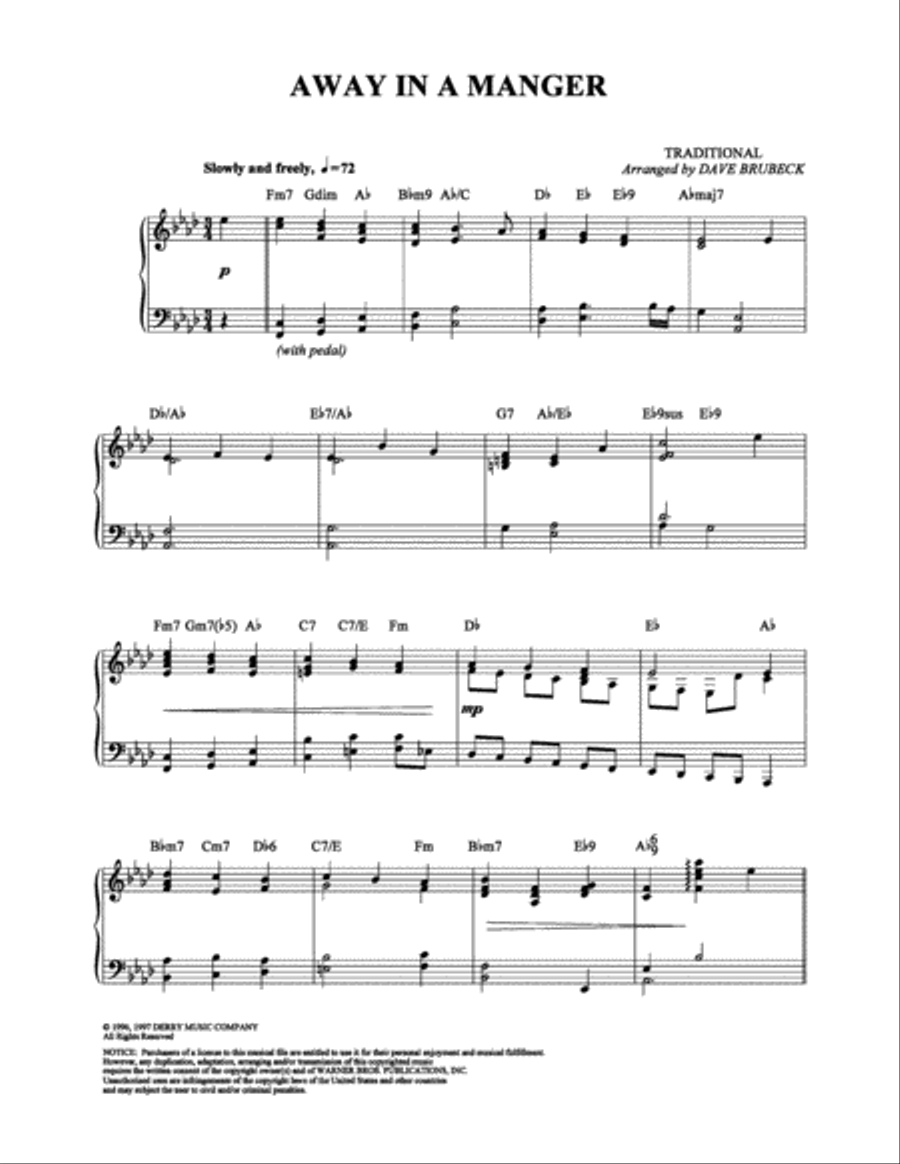 Away in a Manger Piano Solo scores gallery preview page 1