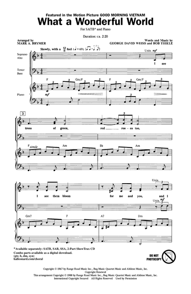 What A Wonderful World by Louis Armstrong Choir - Digital Sheet Music