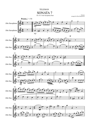 "Presto" by Teleman for Alto Saxophone Duet