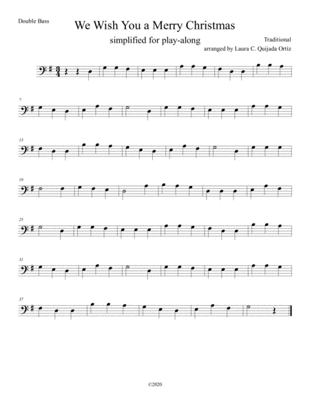 We Wish A Merry Christmas-simplified for beginner bassist. DOUBLE BASS PART FOR PLAY-ALONG TRACK image number null