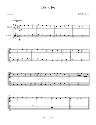 ode to joy sheet music for oboe duo in c - for beginners