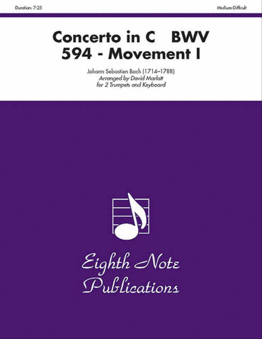 Concerto in C, BWV 594 (Movement I) Trumpet Duet scores gallery preview page 1