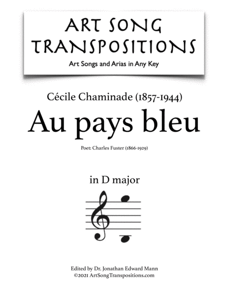 CHAMINADE: Au pays bleu (transposed to D major)