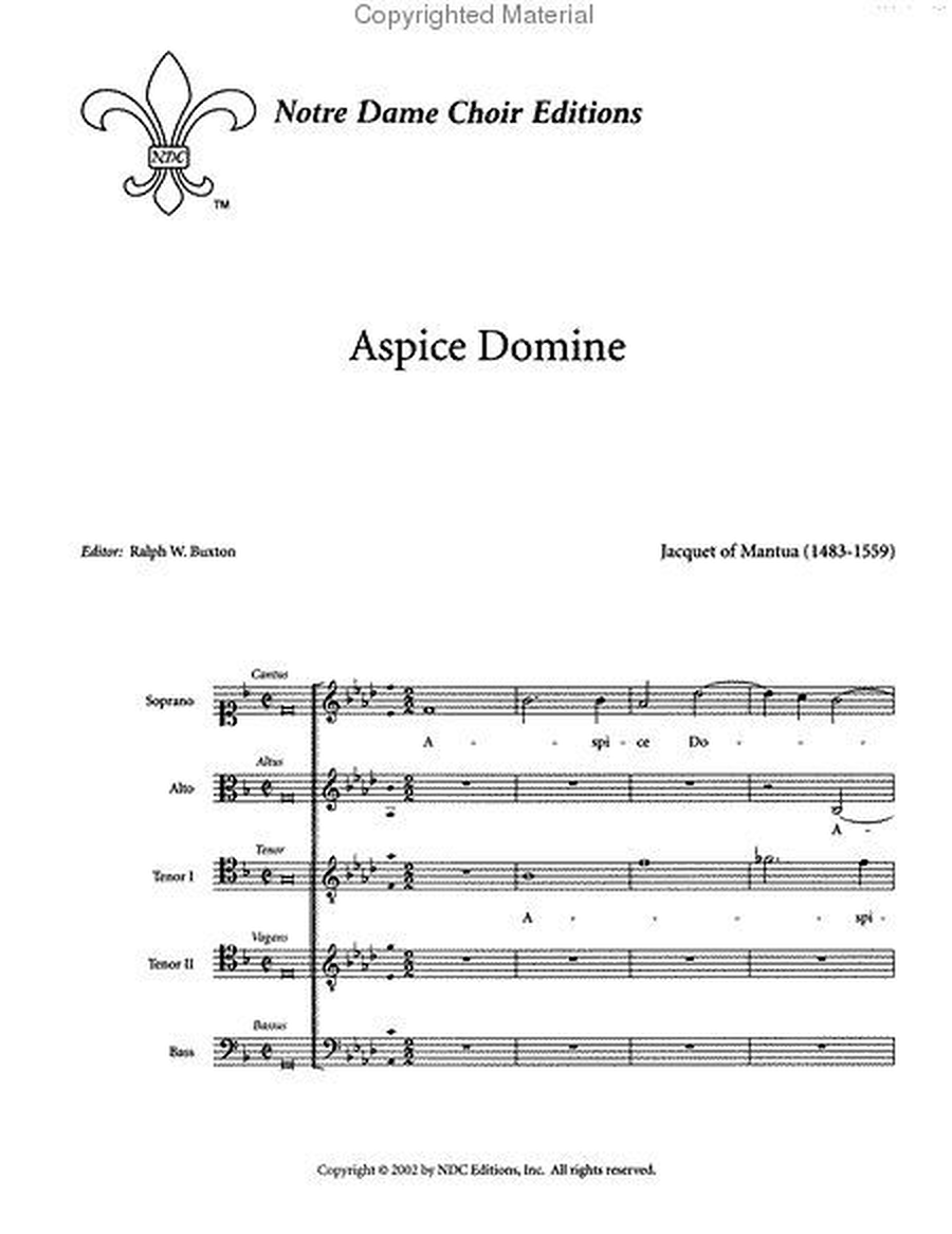 Aspice Domine for SATTB Choir