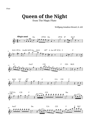 Book cover for Queen of the Night by Mozart for Flute with Chords