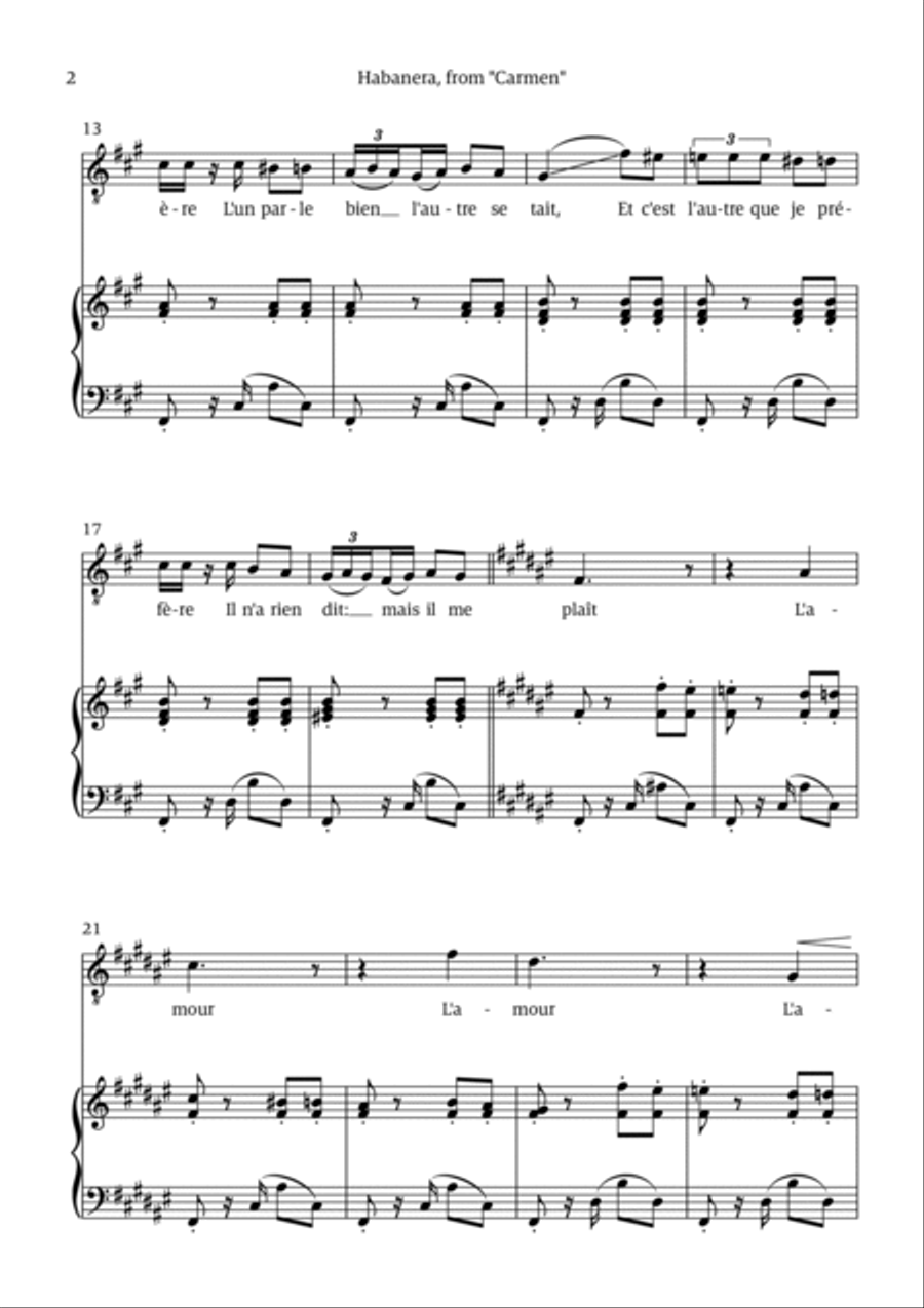 Habanera (for tenor - F# minor/major) Chamber Music scores gallery preview page 2
