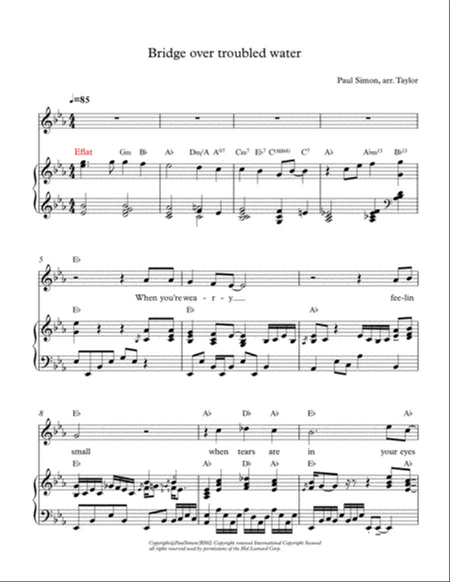 Bridge Over Troubled Water Voice scores gallery preview page 1