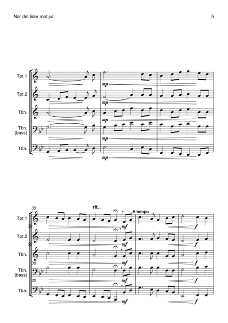 När det lider mot jul (Brass Quartet) Brass Quartet scores gallery preview page 5