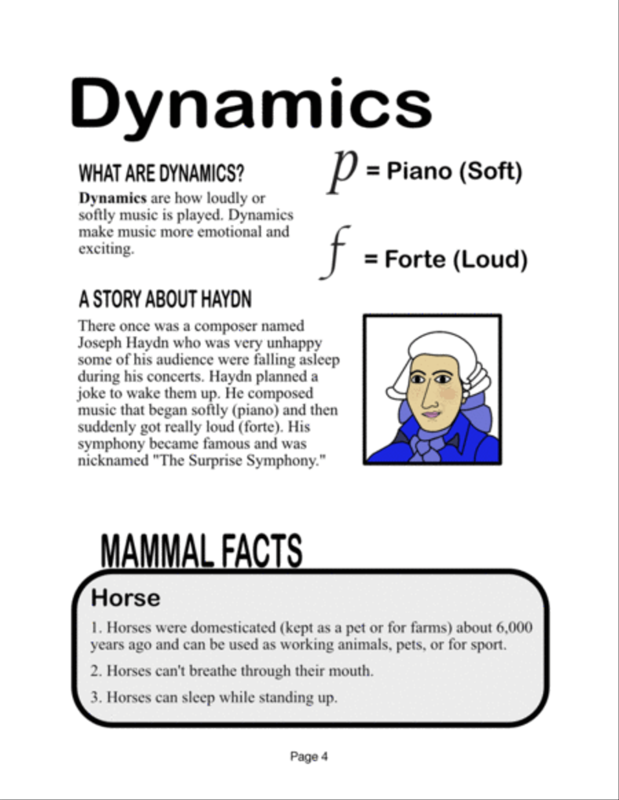 Learn Music Through Coloring Music Theory Color by Music: MAMMALS Piano Method scores gallery preview page 5