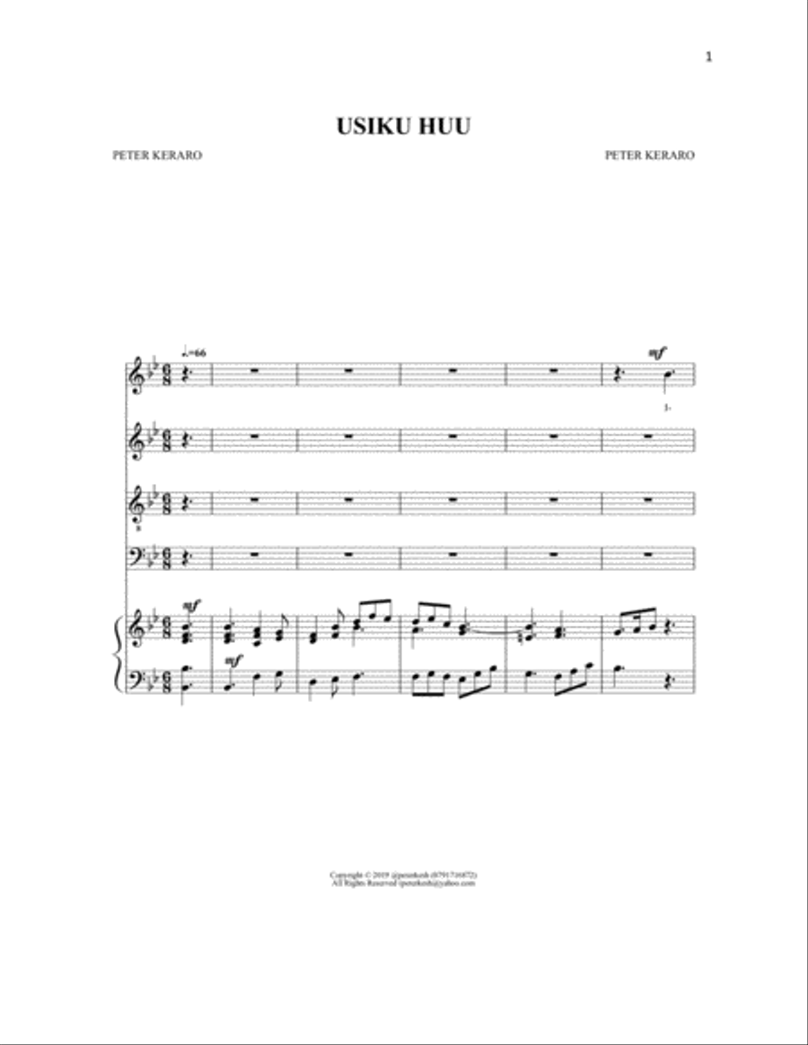 USIKU HUU Voice scores gallery preview page 1