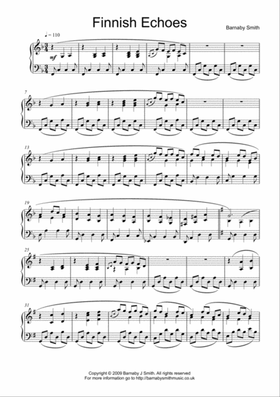 Finnish Echoes Piano Solo scores gallery preview page 1