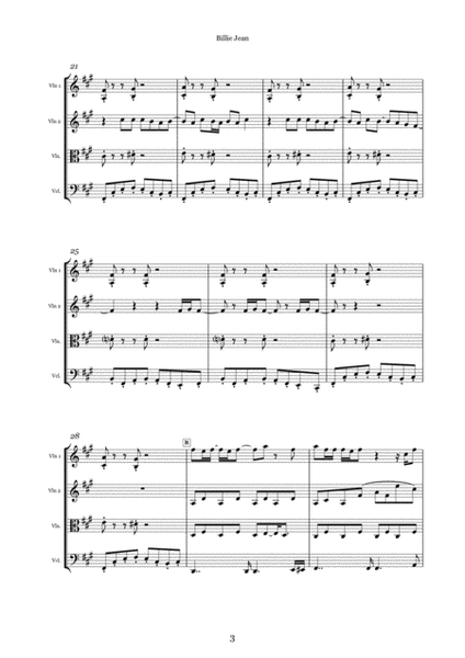 Billie Jean - String Quartet score