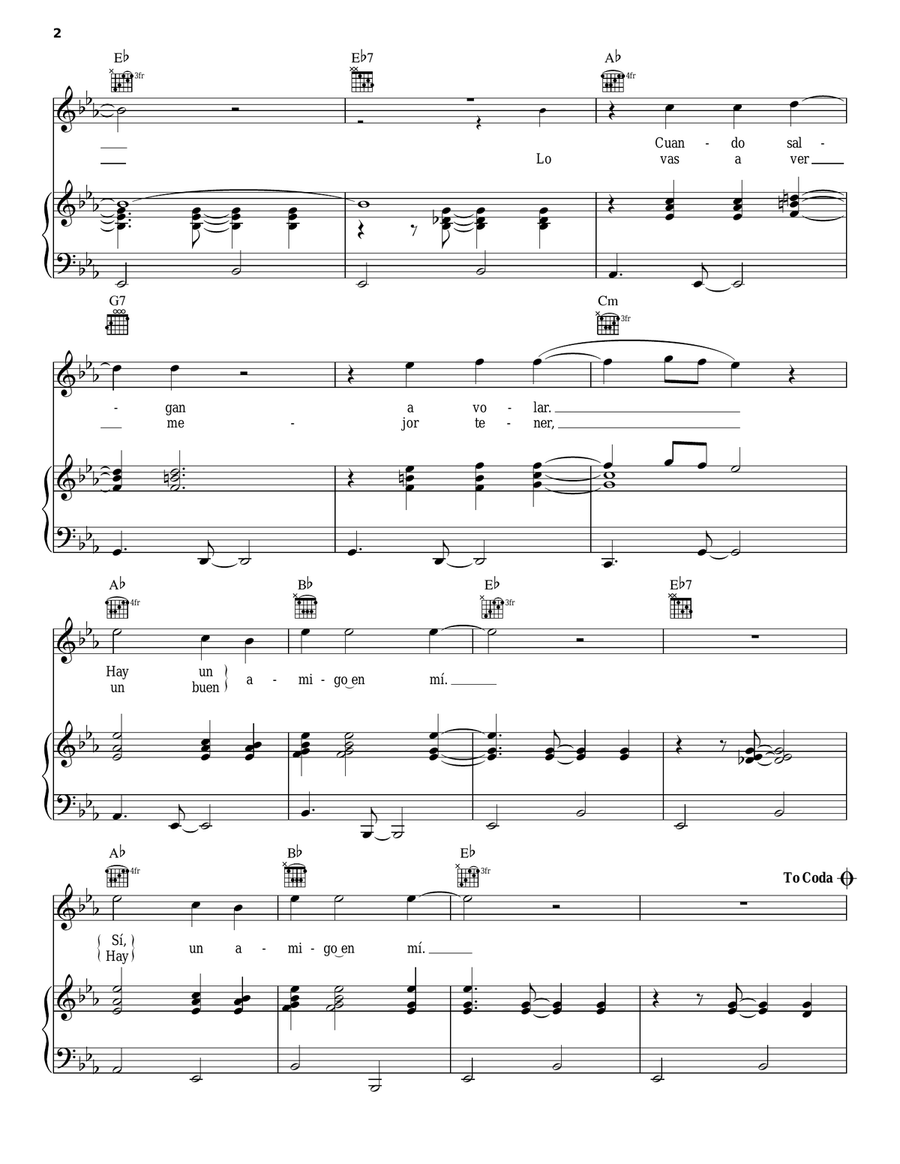 You've Got a Friend in Me (para el Buzz Español) (from Toy Story 3) Piano, Vocal, Guitar scores gallery preview page 2