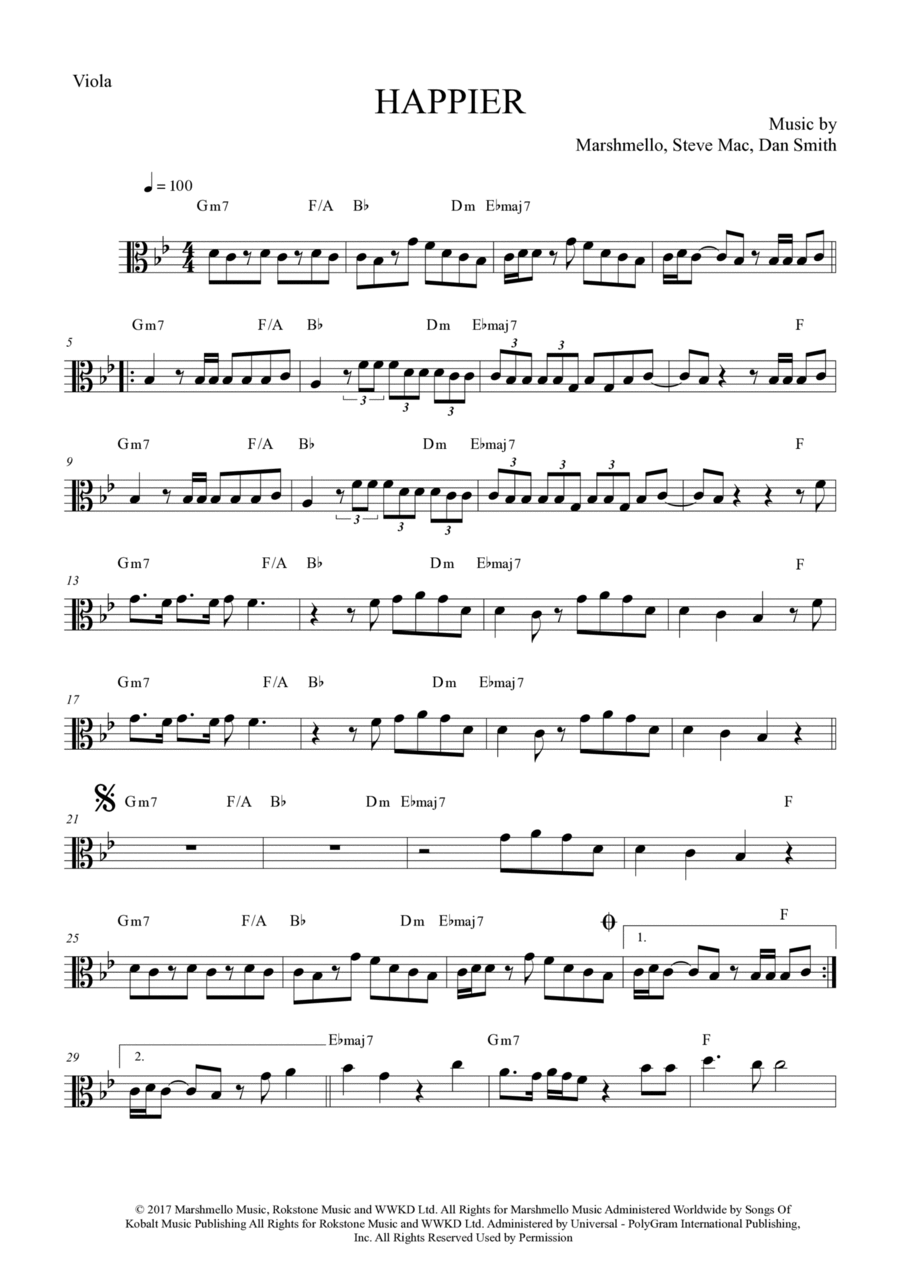 Happier Viola Solo scores gallery preview page 1