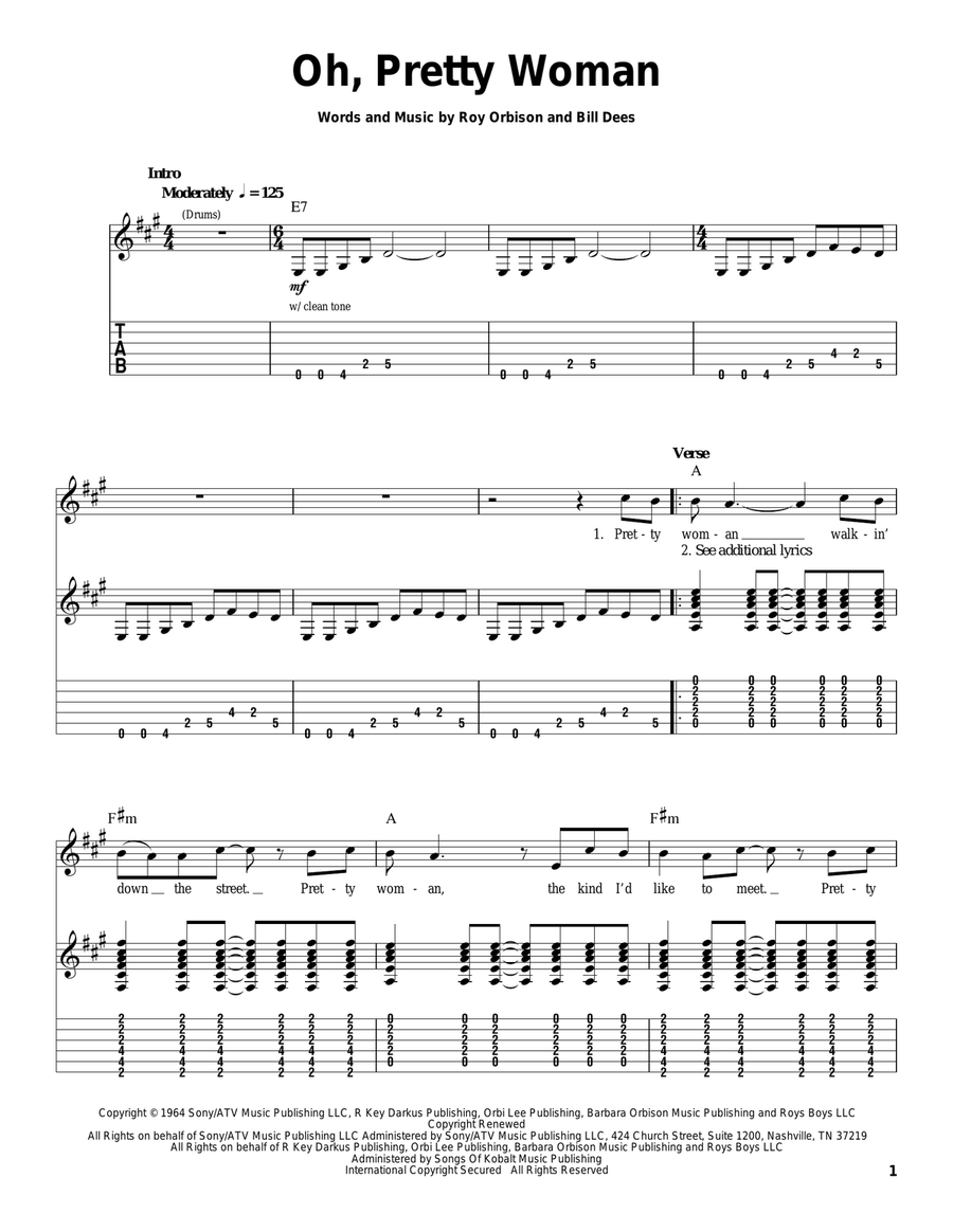 Oh, Pretty Woman Acoustic Guitar scores gallery preview page 1