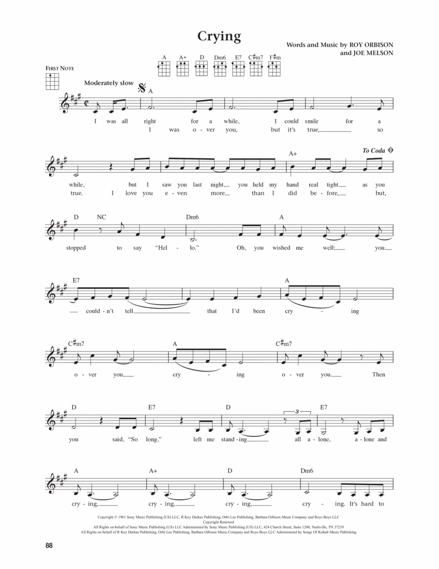 Crying (from The Daily Ukulele) (arr. Jim Beloff) Ukulele scores gallery preview page 1