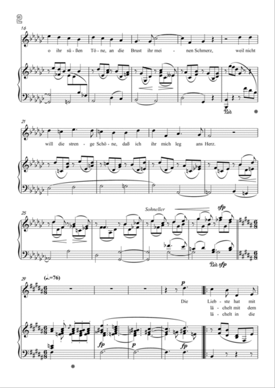 Schumann-Meine Töne still und heiter,Op.101 No.1 in G♭ Major for Voice and Piano Voice Solo scores gallery preview page 3