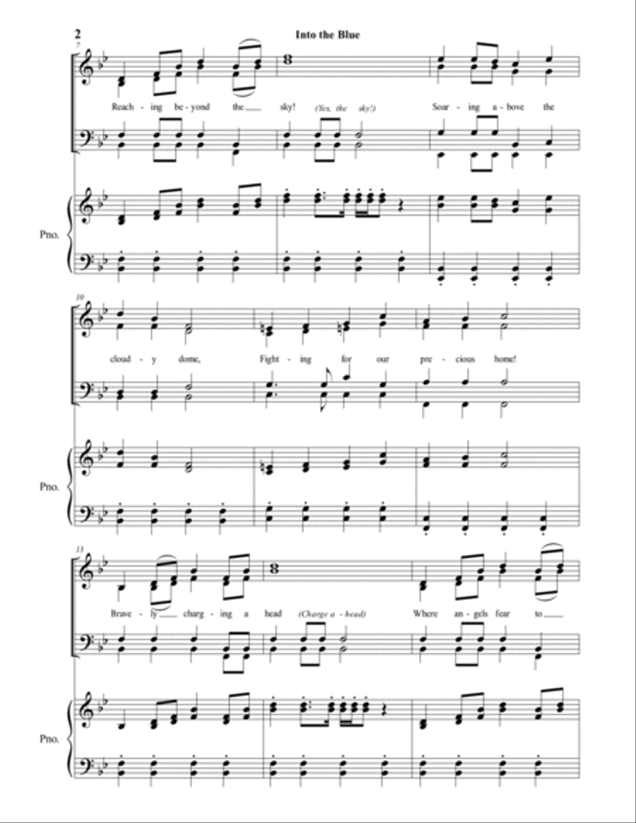 US SPACE FORCE HYMN (Into the Blue) (SATB Choir) 4-Part scores gallery preview page 2