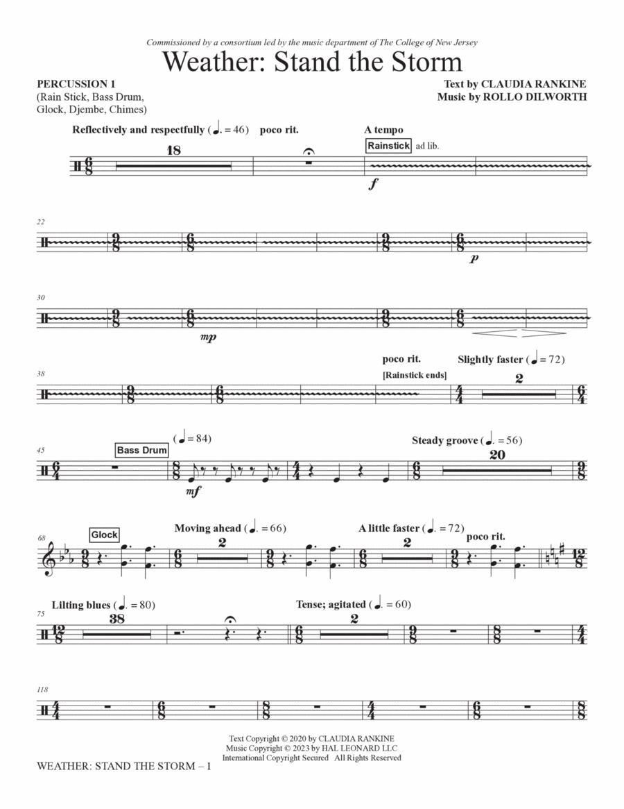 Weather: Stand The Storm (Full Orchestration) - Percussion 1 Choir scores gallery preview page 1