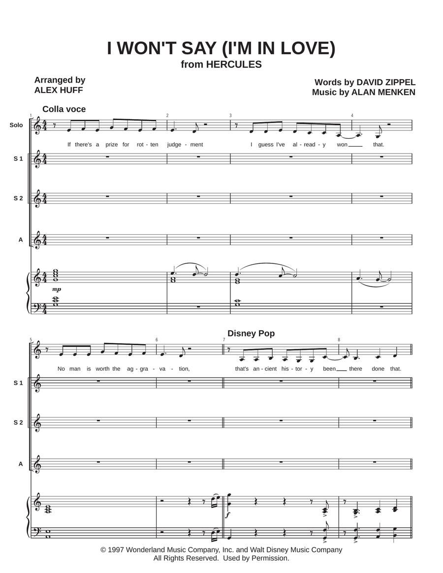 I Won't Say (i'm In Love) SSAA scores gallery preview page 1