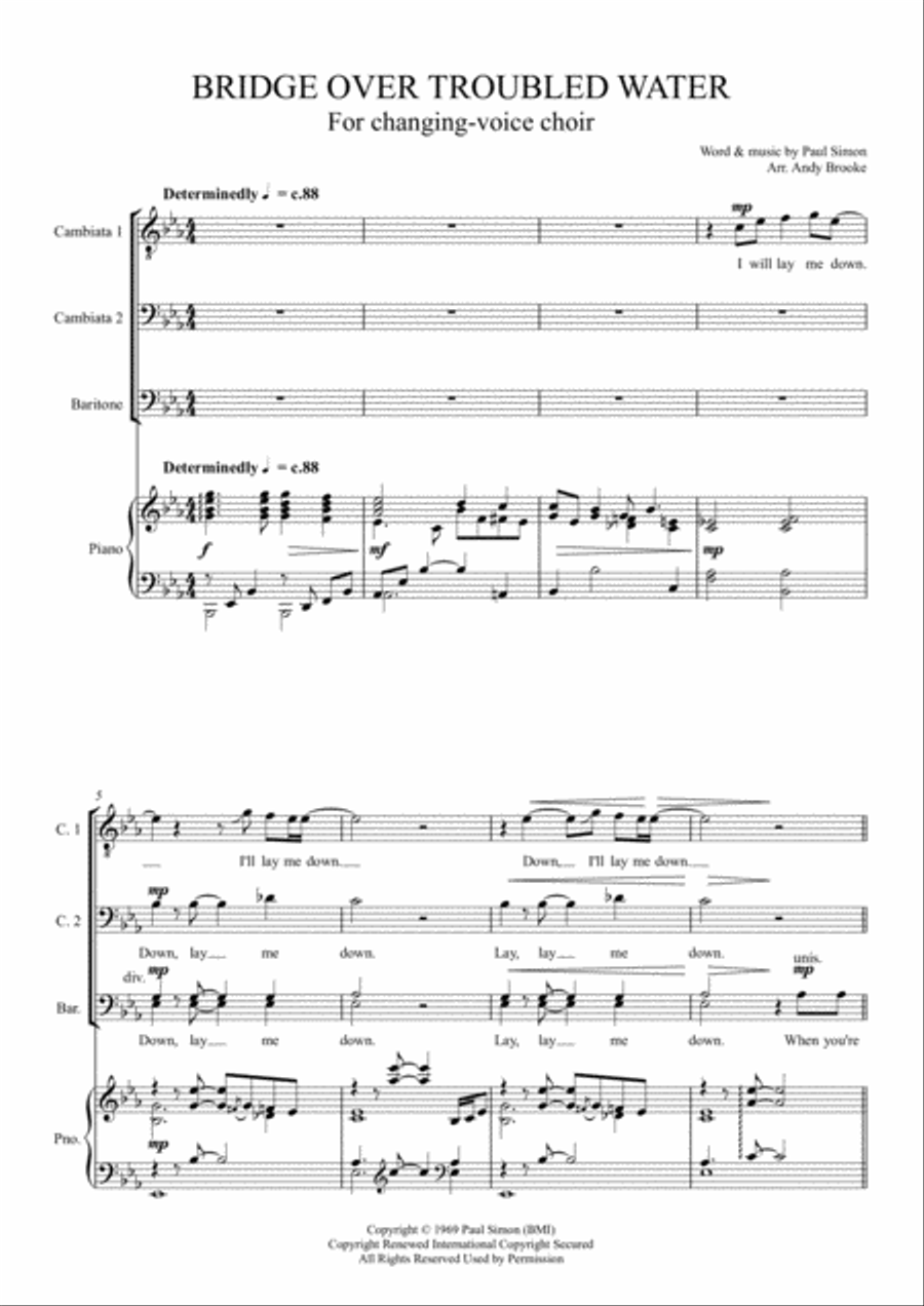 Bridge Over Troubled Water Choir scores gallery preview page 1