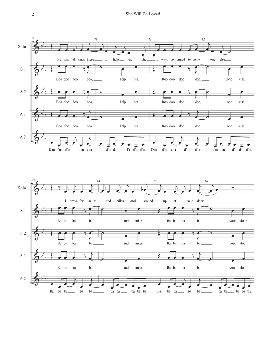 She Will Be Loved She Will Be Loved SSAA scores gallery preview page 2