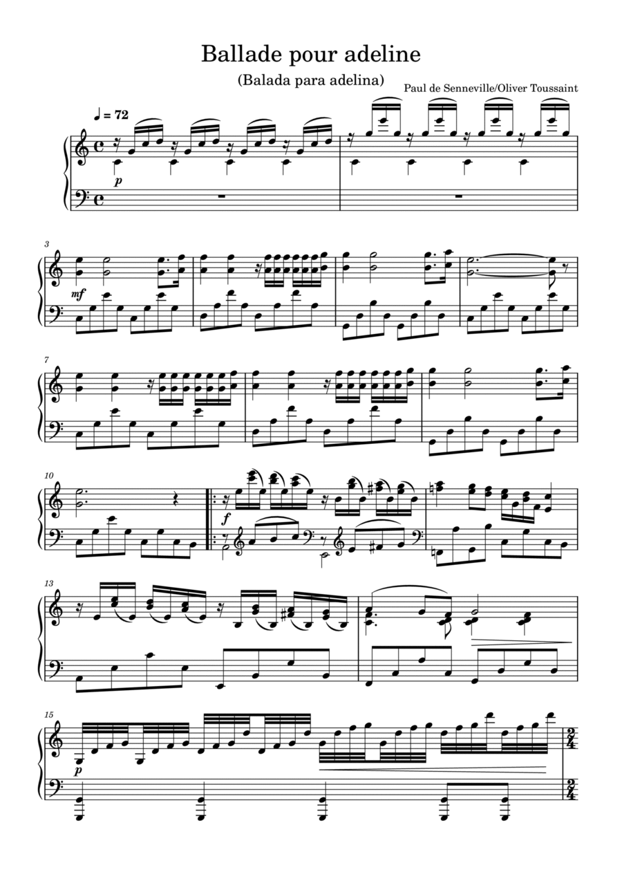 Ballade Pour Adeline Piano Solo scores gallery preview page 1