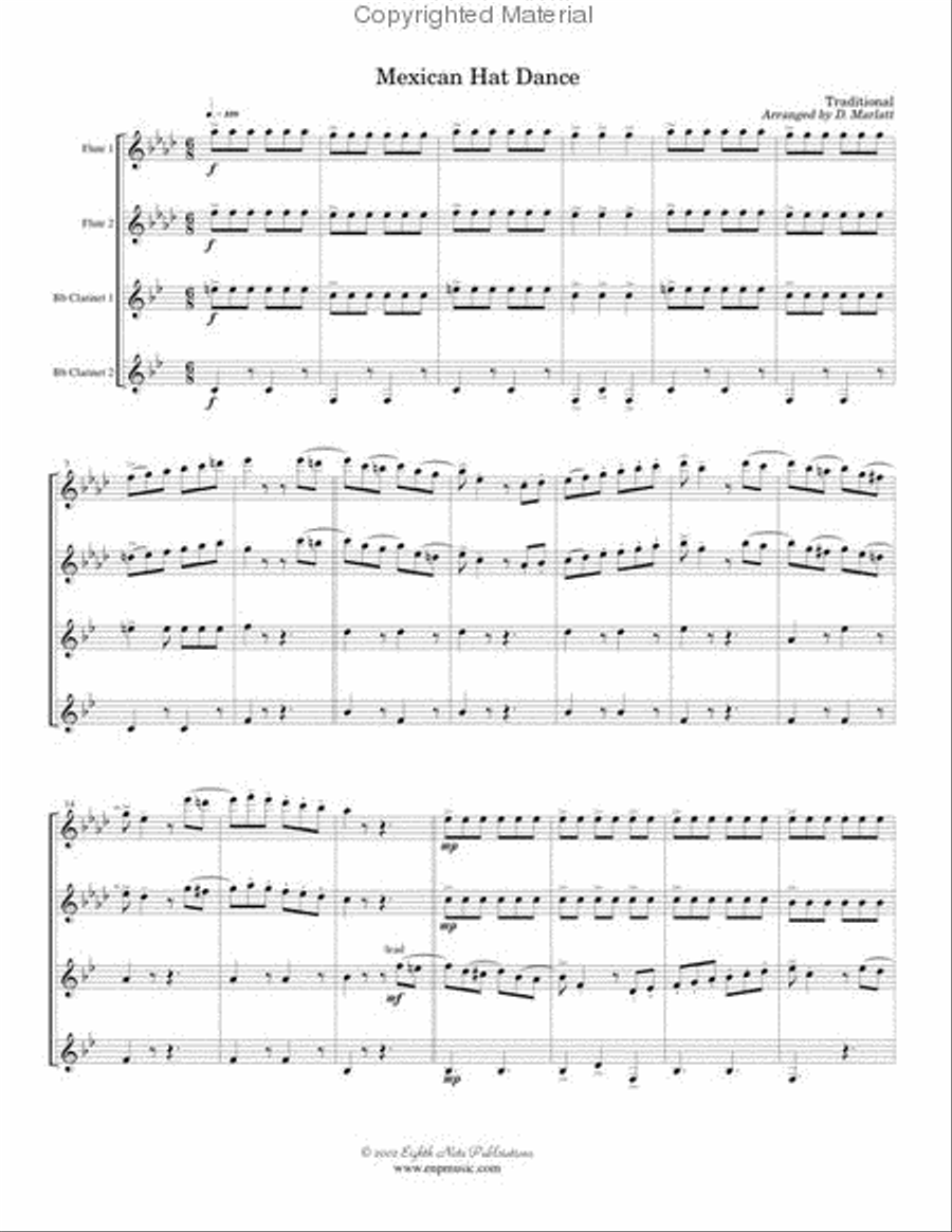 Mexican Hat Dance Woodwind Quartet scores gallery preview page 2