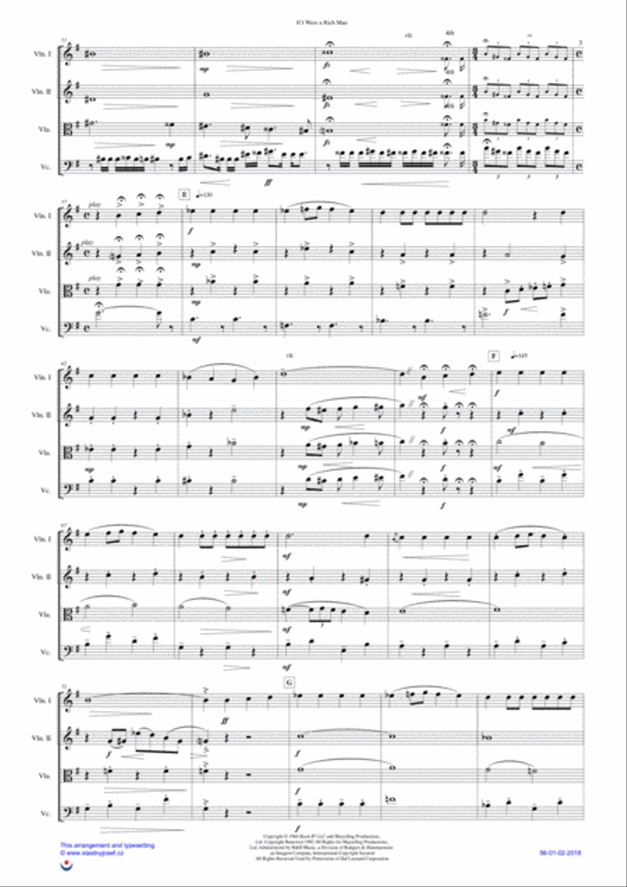 If I Were A Rich Man String Quartet scores gallery preview page 3