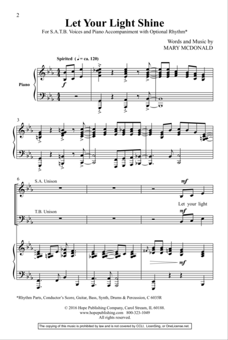 Let Your LIght Shine 4-Part scores gallery preview page 2