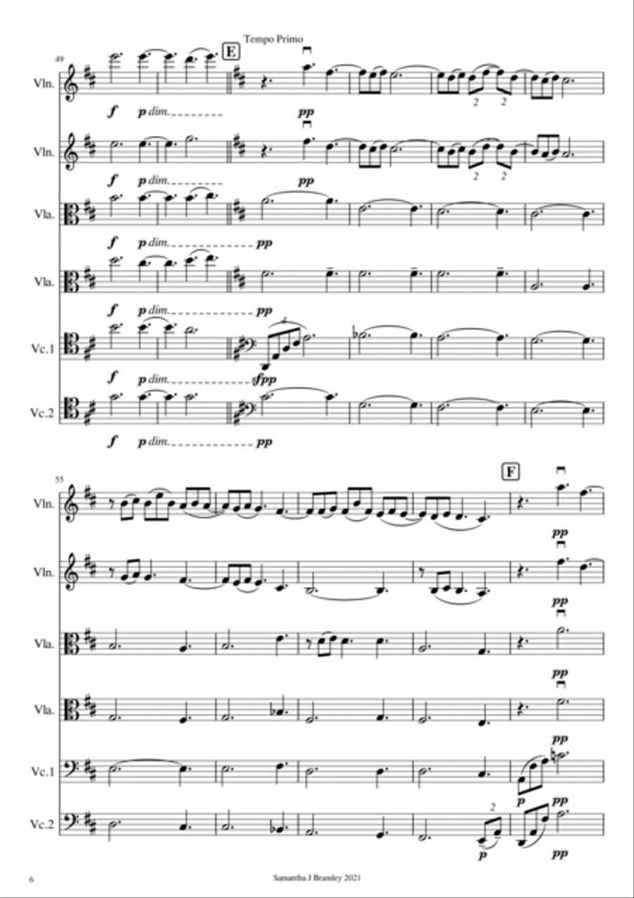 Clair de Lune by Claude Debussy for string sextet Cello scores gallery preview page 6