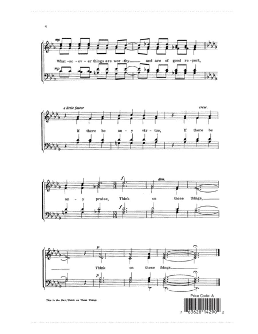 This Is the Day/Think on These Things 4-Part scores gallery preview page 4