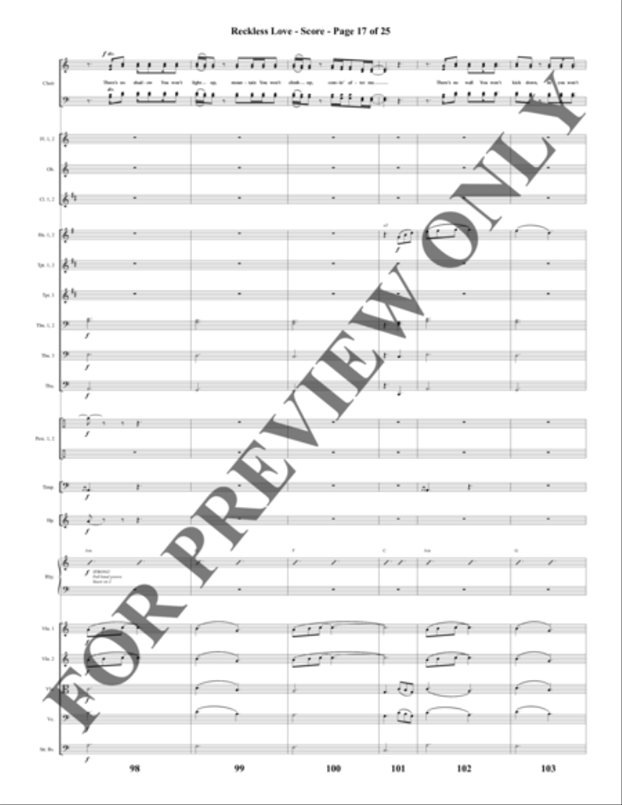Reckless Love - Orchestration Choir scores gallery preview page 18