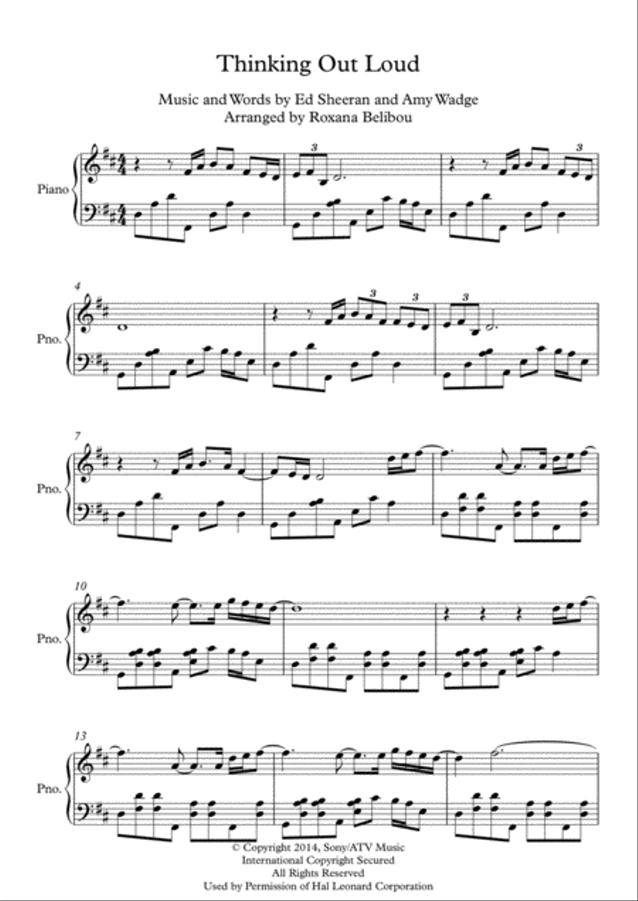 Thinking Out Loud Thinking Out Loud Piano Solo scores gallery preview page 1